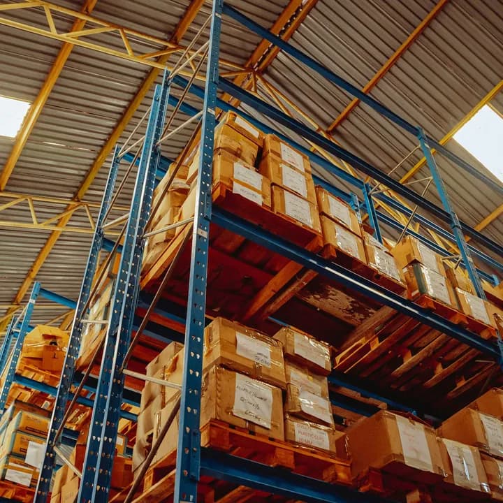 High-bay racking in a distribution warehouse.